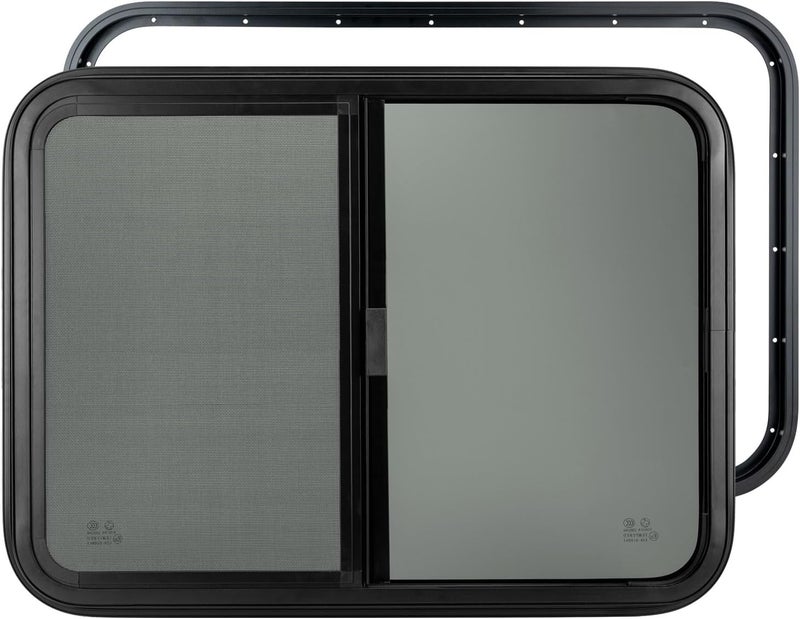 Dulepax نافذة RV أفقية، 20" عرض x 15" ارتفاع نافذة مقطورة مظللة منزل متنقل، استبدال نافذة زجاجية مقواة مع شبكة و حلقة تزيين، معتمدة من DOT - Image 1